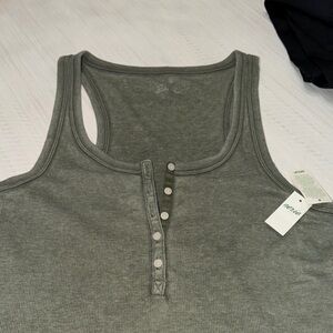 Aerie Dark Green Buttoned Tank Top